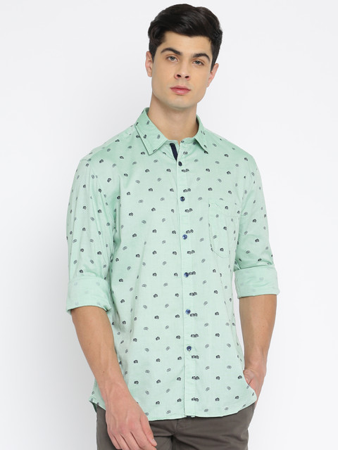 

Parx Men Green Slim Fit Printed Casual Shirt
