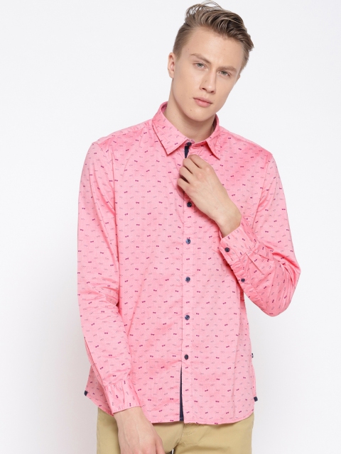 

Parx Men Pink Slim Fit Printed Casual Shirt