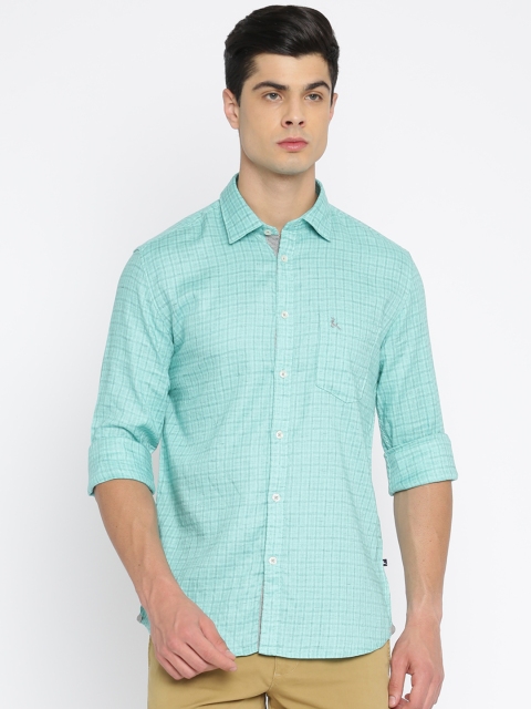 

Parx Men Green Slim Fit Checked Casual Shirt