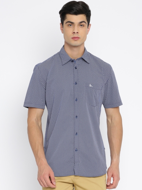 

Parx Men Navy Blue & White Slim Fit Printed Casual Shirt