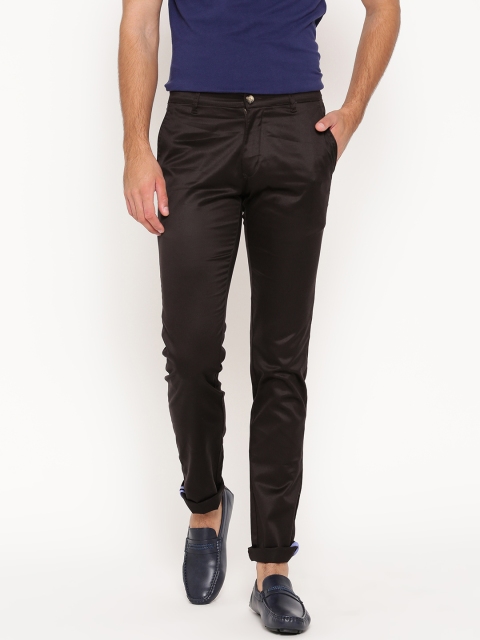 

Parx Men Coffee Brown Tapered Fit Solid Trousers