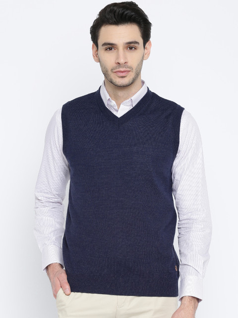 

Raymond Men Blue Solid Sweater Vest