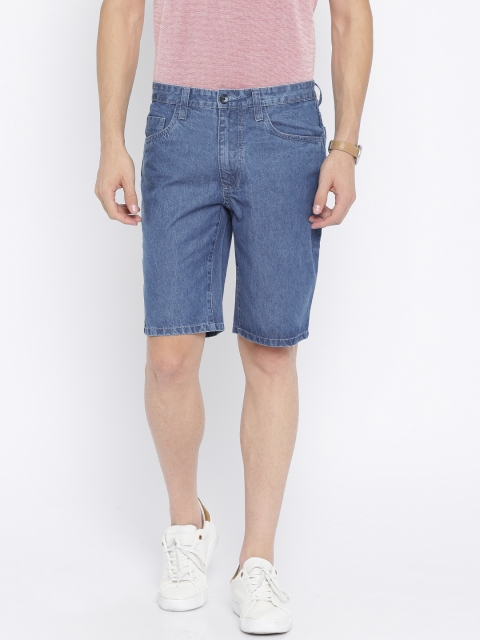 

Parx Men Blue Solid Regular Fit Denim Shorts