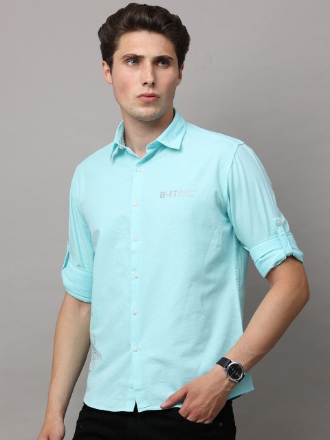 

Jean Cafe Men Blue Premium Slim Fit Cotton Casual Shirt