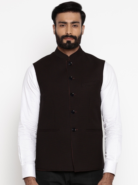 

Park Avenue Men Black & Red Printed Nehru Jacket