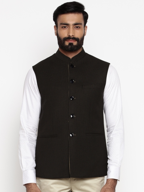 

Park Avenue Men Black & Red Printed Nehru Jacket