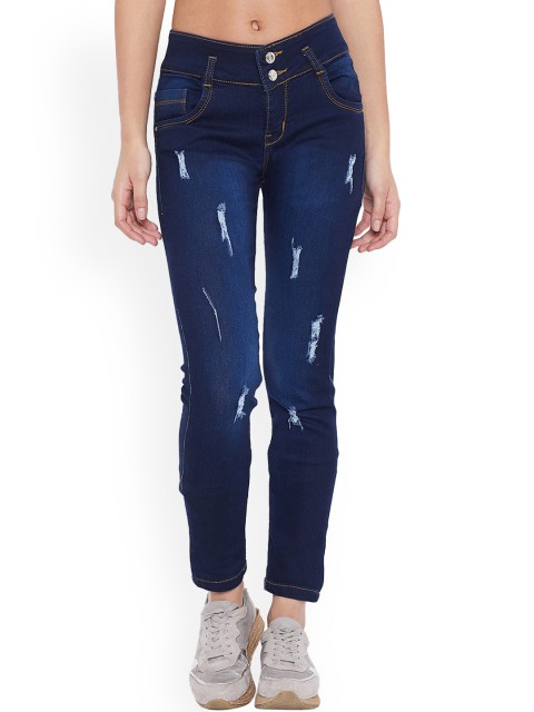 

Purple Feather Women Blue Comfort Skinny Fit Mildly Distressed Stretchable Jeans