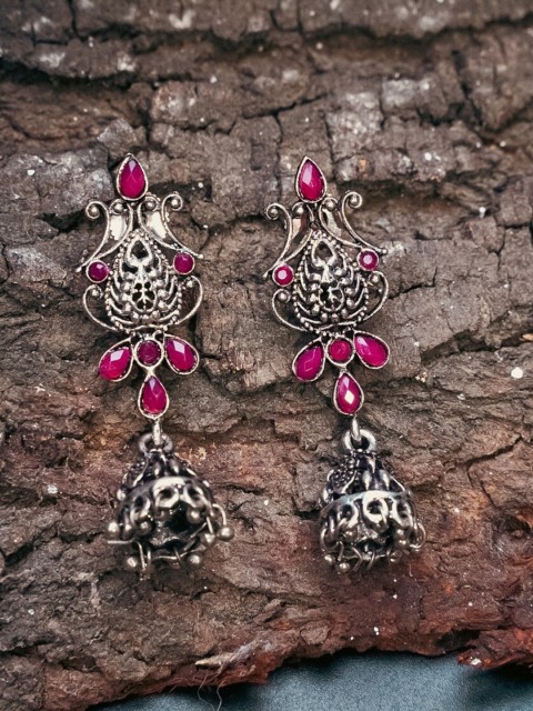

Indi INSIDE Silver-Plated & Pink Oxidised Classic Drop Earrings
