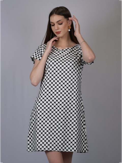 

OWO THE LABEL Women White Cotton A-Line Dress