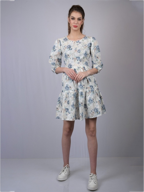 

OWO THE LABEL Women Off White Floral Dress