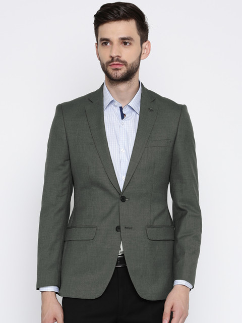 

Raymond Grey Single-Breasted Slim Fit Formal Blazers