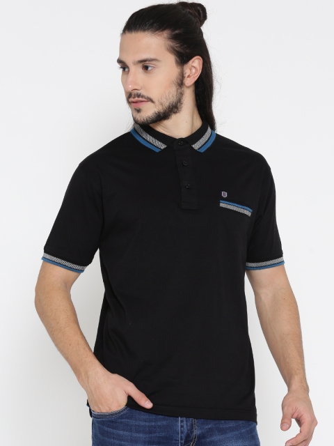 

Duke Men Black Solid Polo Collar T-shirt
