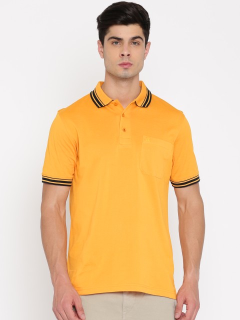 

Raymond Men Yellow Solid Polo Collar T-shirt
