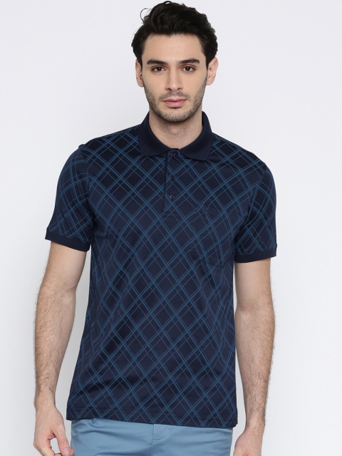 

Raymond Men Blue Checked Polo Collar T-shirt