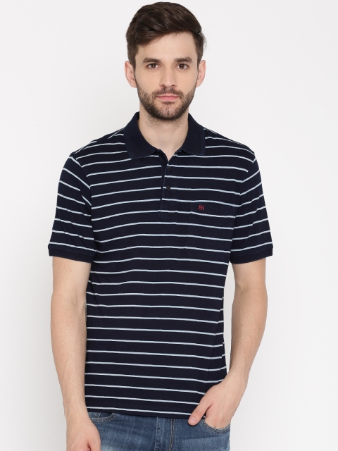 

Raymond Men Blue Striped Polo T-shirt