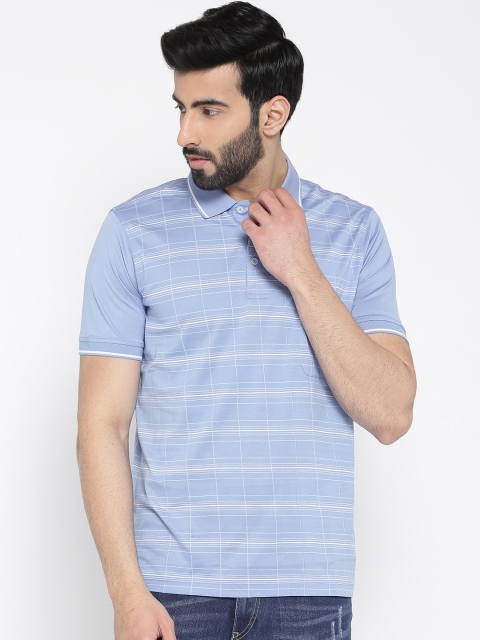 

Raymond Men Blue Self Design Polo Collar T-shirt