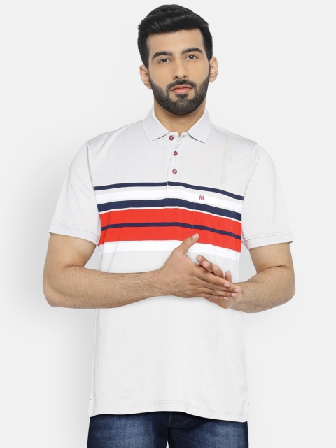 

Raymond Men Grey & Red Striped Polo T-shirt