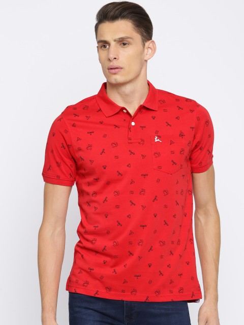 

Parx Men Red Printed Polo Collar T-shirt