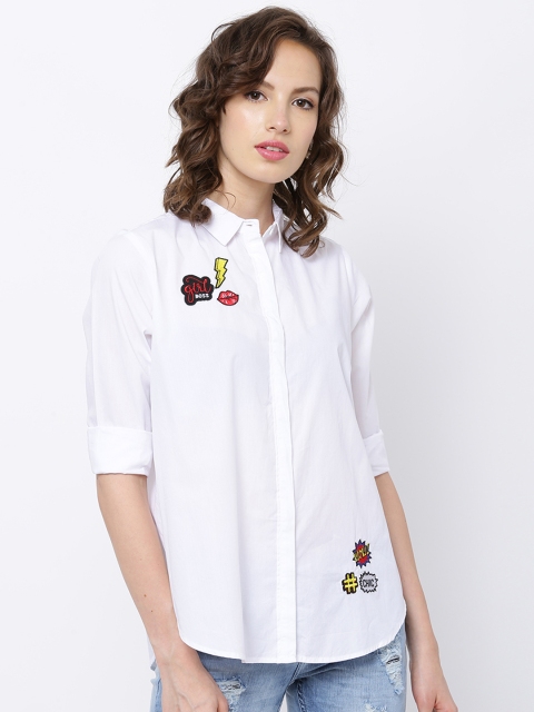 

Tokyo Talkies Women White Regular Fit Solid Casual Shirt
