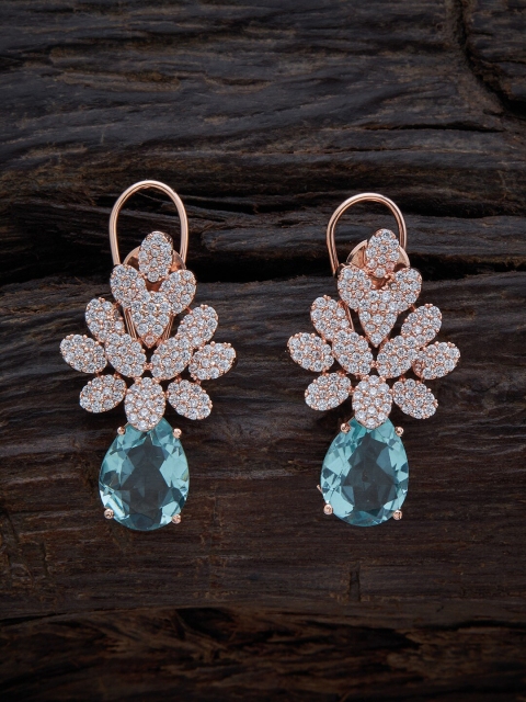 

Kushal's Fashion Jewellery Sea Green & Rose Gold Plated Contemporary Drop Earrings