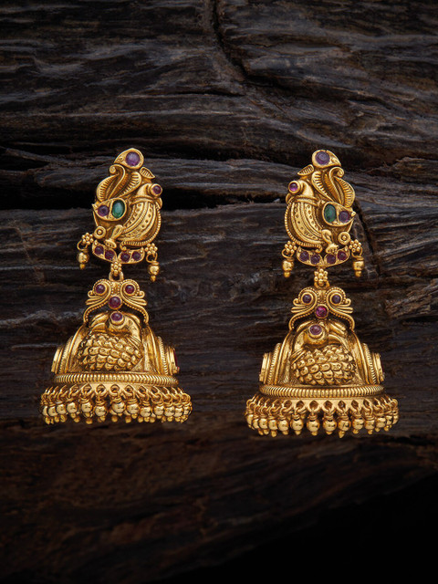 

Kushal's Fashion Jewellery Red Classic Jhumkas Earrings