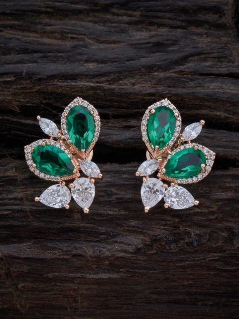 

Kushal's Fashion Jewellery Green Floral Studs Earrings