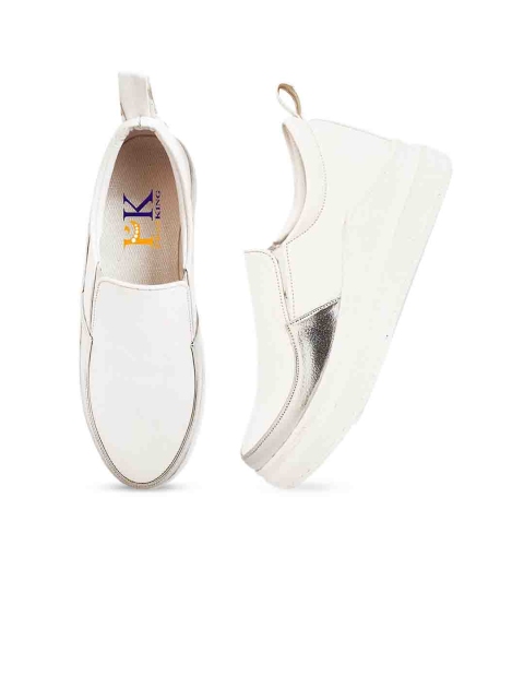 

PREKANZO Women White Colourblocked Suede Slip-On Sneakers