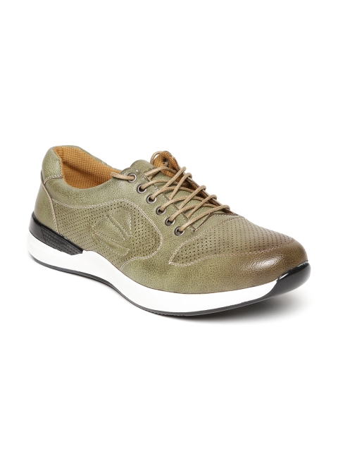 

Duke Men Olive Green Perforated Sneakers