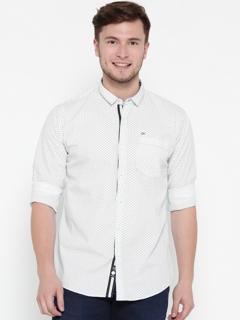 

Duke Men White & Navy Blue Regular Fit Printed Casual Shirt