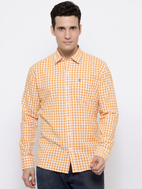 

Duke Men Orange & White Checked Casual Shirt