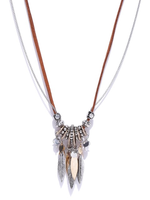 

Accessorize Silver-Toned & Brown Dual-Stranded Necklace