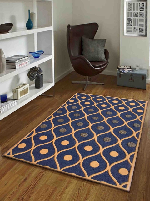 

PRESTO Blue & Gold Toned Abstract Hand Tufted Wool Carpets