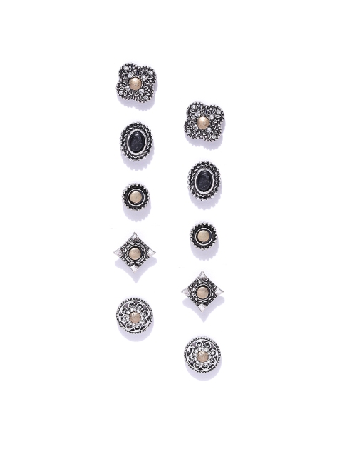 

Accessorize Set of 5 Oxidised Silver-Toned Stud Earrings