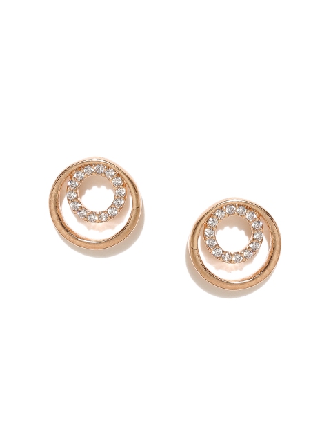 

Accessorize Rose Gold-Plated CZ Stone-Studded Circular Stud Earrings