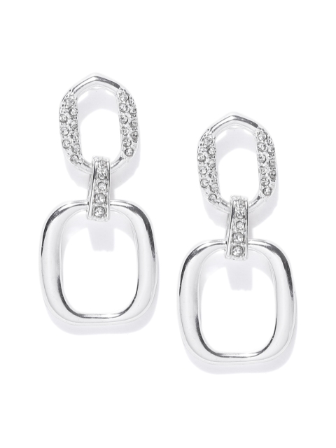 

Accessorize Silver-Toned Stone-Studded Drop Earrings