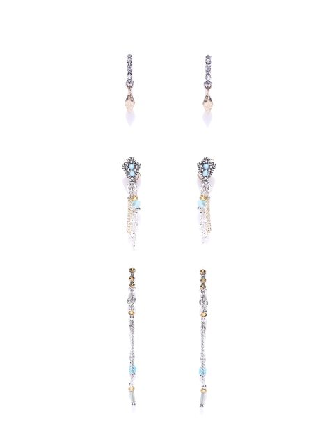

Accessorize Set of 3 Stone-Studded Classic Drop Earrings, Silver