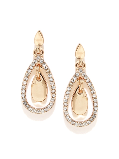 

Accessorize Rose Gold-Toned Teardrop-Shaped Drop Earrings