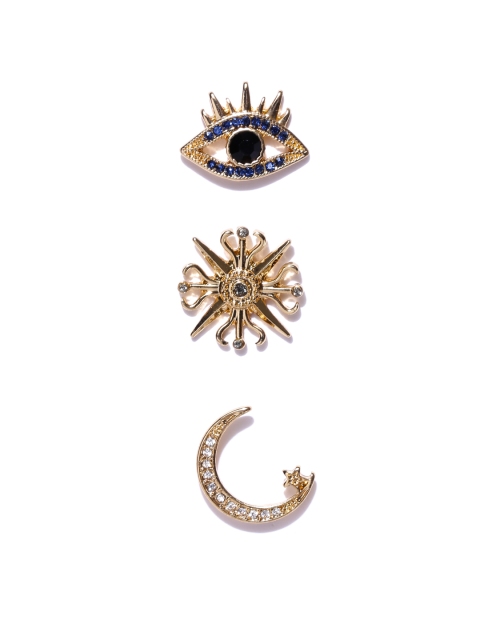 

Accessorize Women Set of 3 Gold-Toned Stone-Studded Brooches
