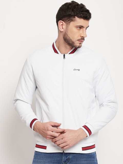 

Camey Men White Red Lightweight Cycling Bomber Jacket