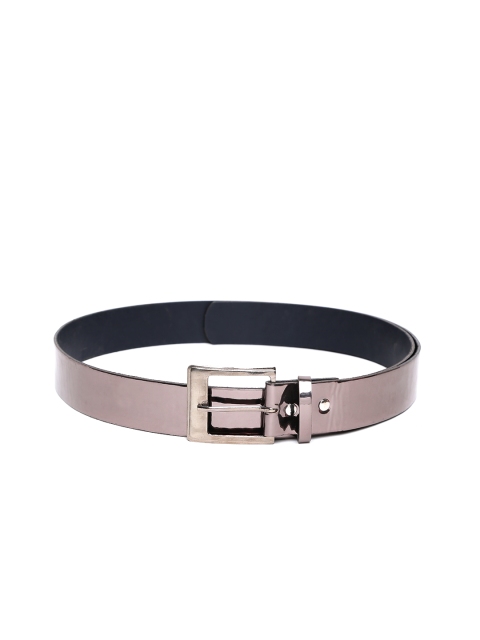 

Blueberry Men Gunmetal-Toned Leather Glossy Belt, Metallic