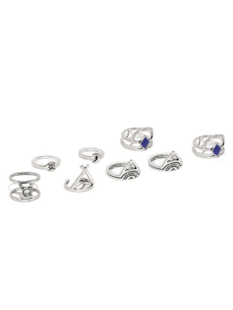 

ToniQ Oxidised Silver-Toned Set of 8 Finger & Midi Rings