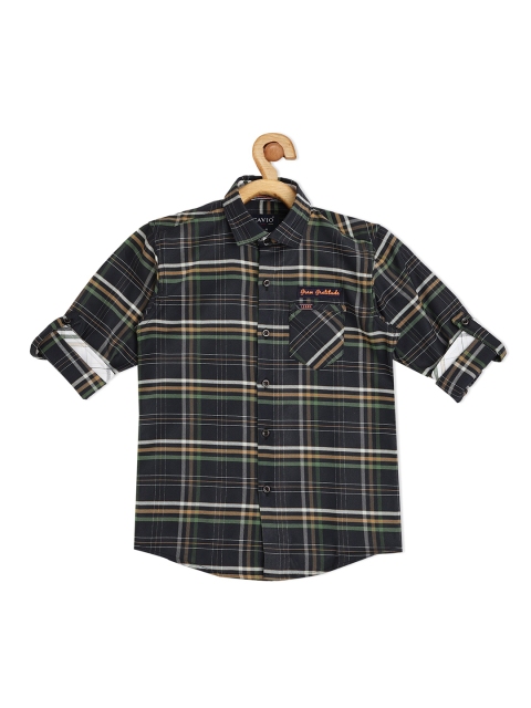 

CAVIO Boys Green Tartan Checked Casual Shirt