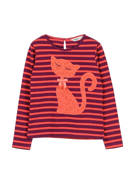 

Beebay Girls Coral Orange & Purple Striped Pure Cotton Top