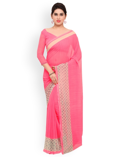 

Triveni Pink Printed Poly Georgette Saree