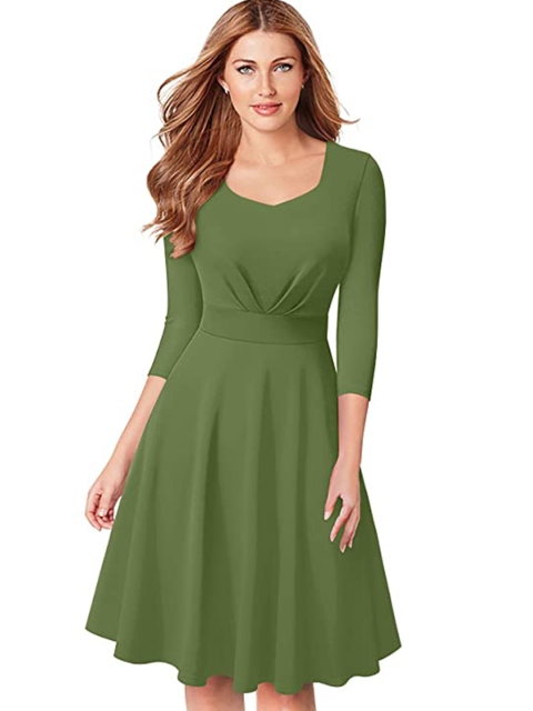 

SWEETPEL Women Green A-Line Dress
