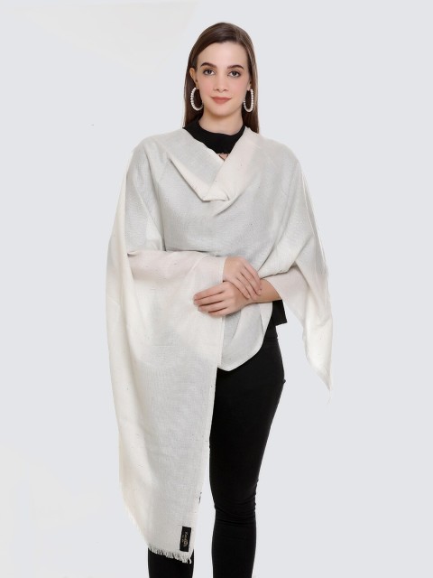 

KANIGARI Women White Beautiful And Designer Stole