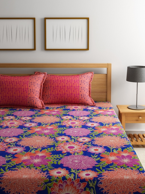 

STELLAR HOME Multicoloured Printed Cotton 144 TC Double Bedsheet with 2 Pillow Covers, Multi