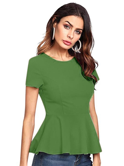 

LOOKFIELD Women Green Peplum Top