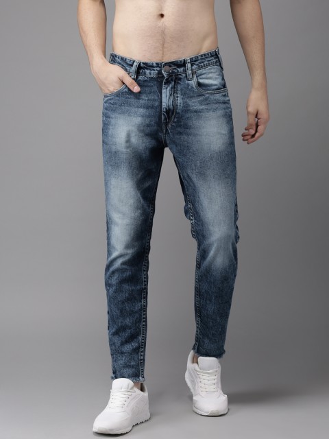

HERE&NOW Men Blue Slim Tapered Fit Mid-Rise Cropped Jeans
