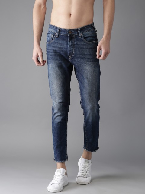 

HERE&NOW Men Blue Slim Tapered Fit Mid-Rise Clean Look Stretchable Cropped Jeans